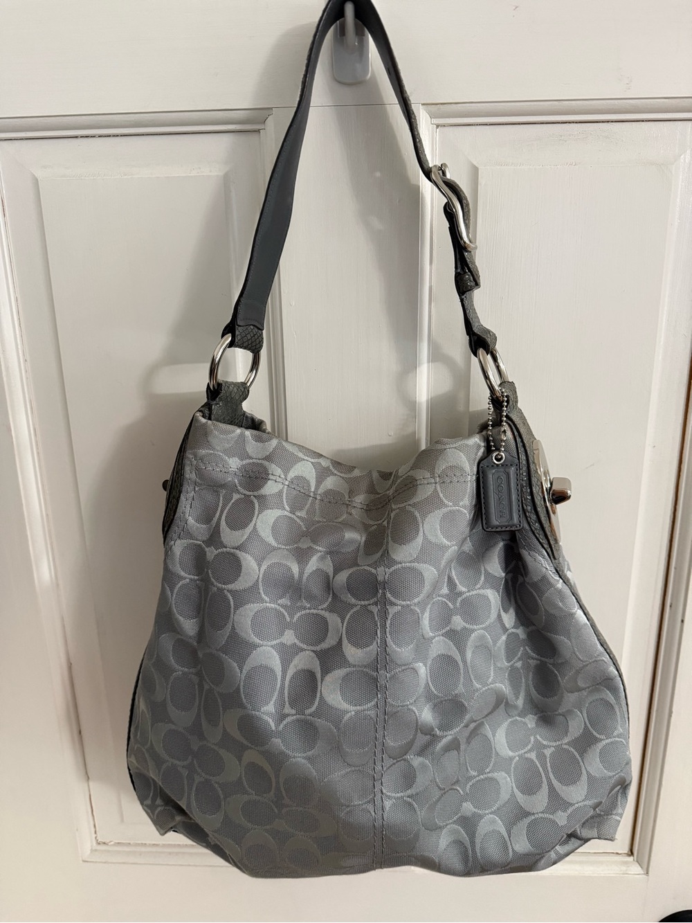 Coach Silver Gray Signature Shoulder Bag
